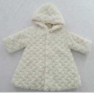 China White Baby Girl Coral Fleece Jacket With Lining Plush Brushed Pattern wholesale