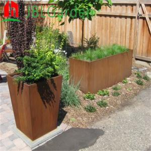 China 1/6 Outdoor Flower Pot Corten Steel Cube Planter Box 2mm Thickness High Strength wholesale