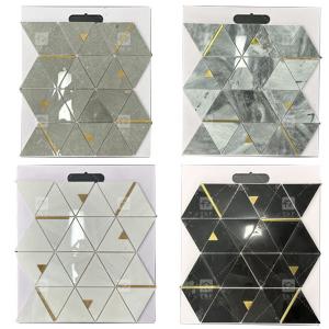China Marble Stone Triangle Luxury Mosaic Tiles With Stainless Steel Metal Mosaic Tile Bathroom Backsplash wholesale