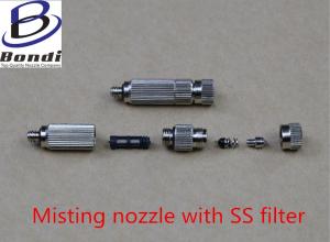 China Lengtheded cold fog nozzle ,Ceramic mist nozzle with stainless steel filter for cooling and humidification on sale